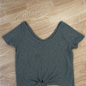 Abercrombie & Fitch Charcoal Ribbed Crop Top